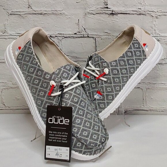 'HEY DUDE' WENDY BOHO EMBROIDERY RED CAP LACE SHOES - Picture 16 of 16